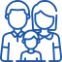 Icon of a family with two adults and one child.